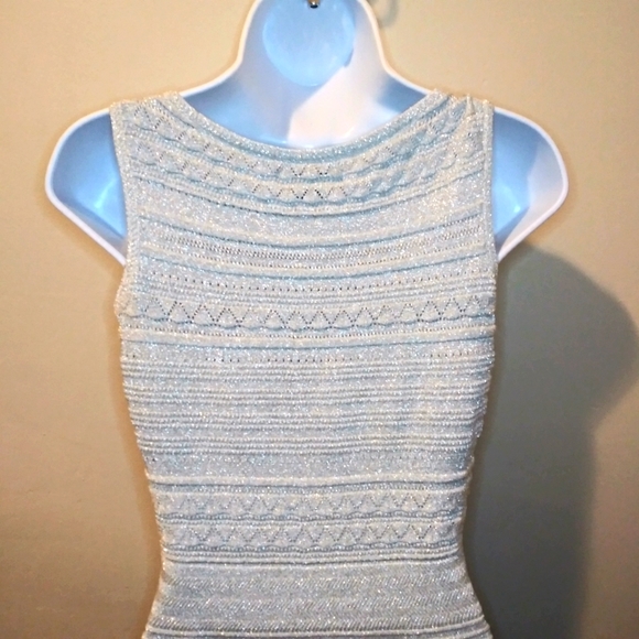 Lauren Ralph Lauren Sparkly Silver Intricate Knit Special Occasion Dress - Picture 6 of 12